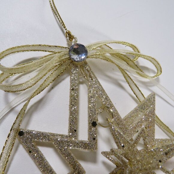 Champaign Gold Star within a star within a star Glittered Ornament - Picture 4 of 8